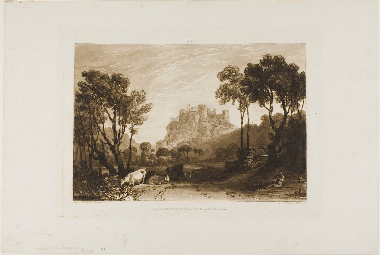 The Castle Above the Meadows, plate 8 fra Liber Studiorum av Joseph Mallord William Turner