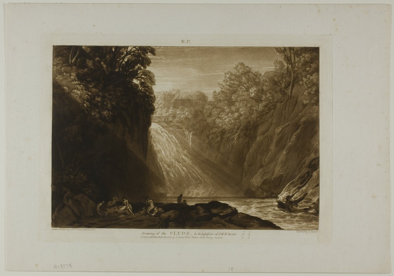The Fall of the Clyde, plate 18 fra Liber Studiorum av Joseph Mallord William Turner