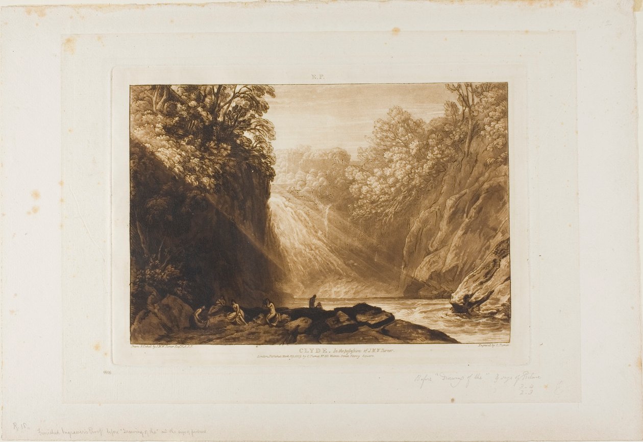 The Fall of the Clyde, plate 18 fra Liber Studiorum av Joseph Mallord William Turner
