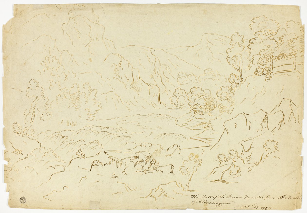 The Fall of the River Tumble (recto); Utsikt over Fastraly (verso) av Joseph Mallord William Turner