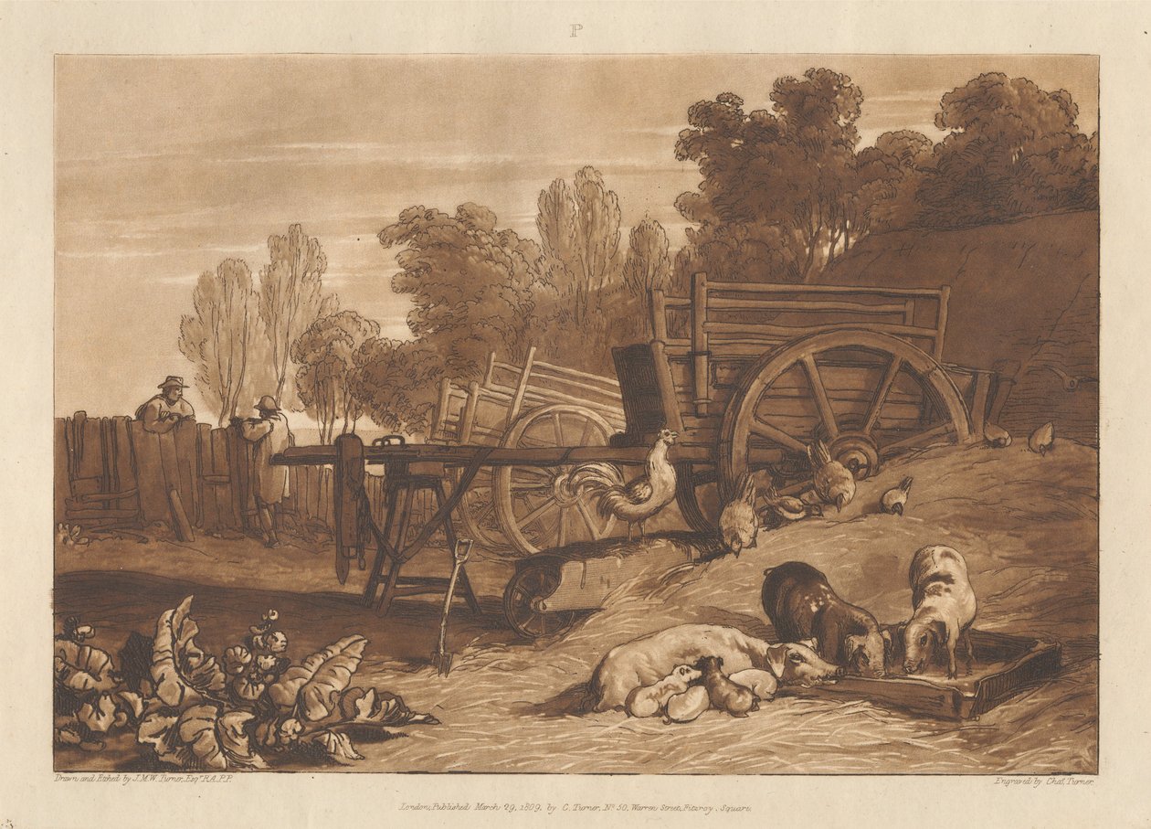 Gårdstunet med hanen av Joseph Mallord William Turner