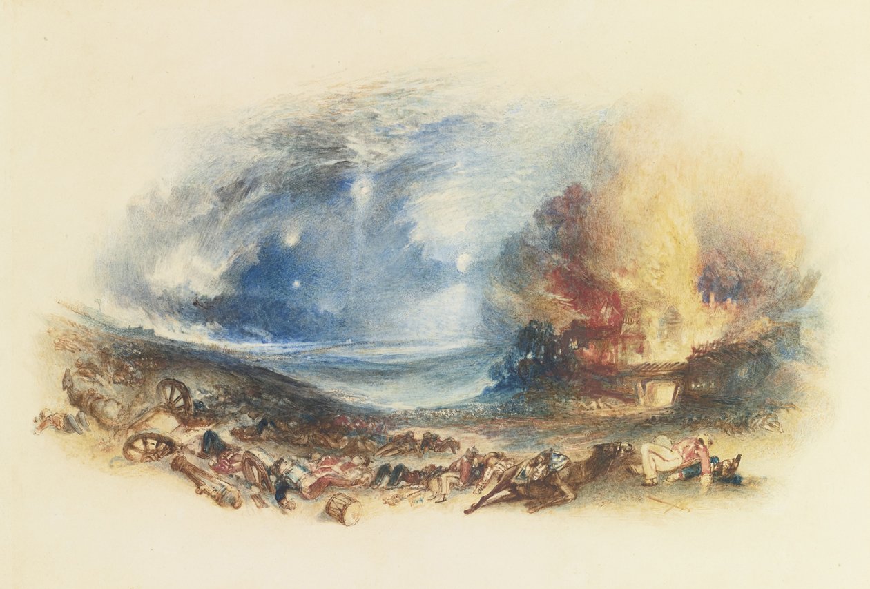 The Field of Waterloo sett fra Hougoumont, ca. 1830 av Joseph Mallord William Turner
