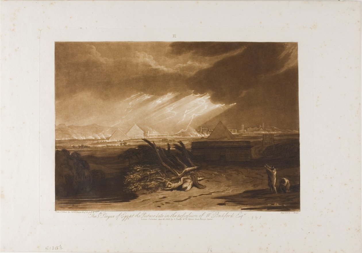 The Fifth Plague of Egypt, plate 16 fra LIber Studiorum av Joseph Mallord William Turner