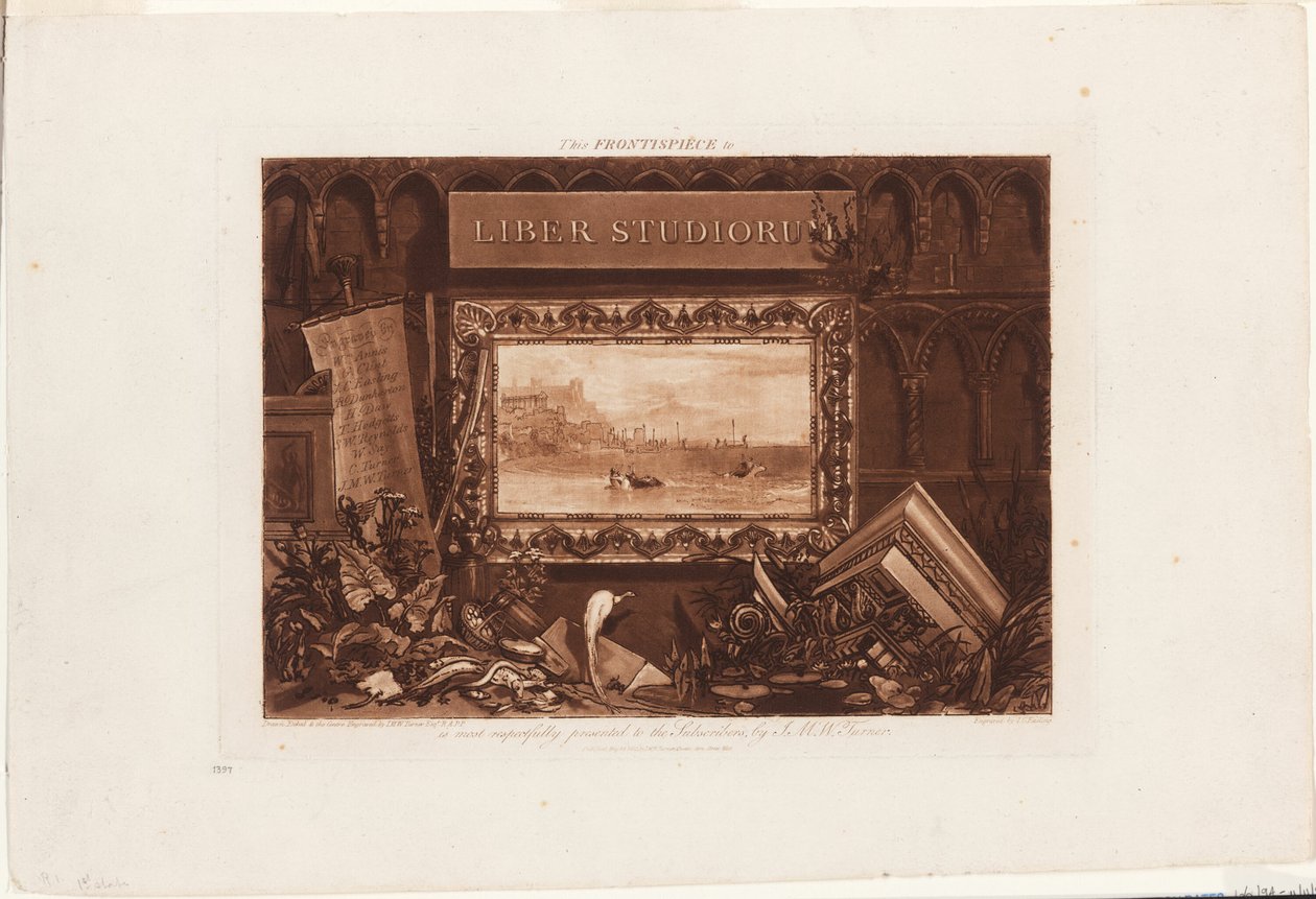 Frontispicen til studieboken av Joseph Mallord William Turner
