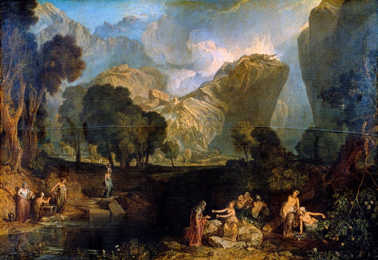 Uenighetens gudinne velger stridens eple i Hesperidenes hage, 1806 av Joseph Mallord William Turner