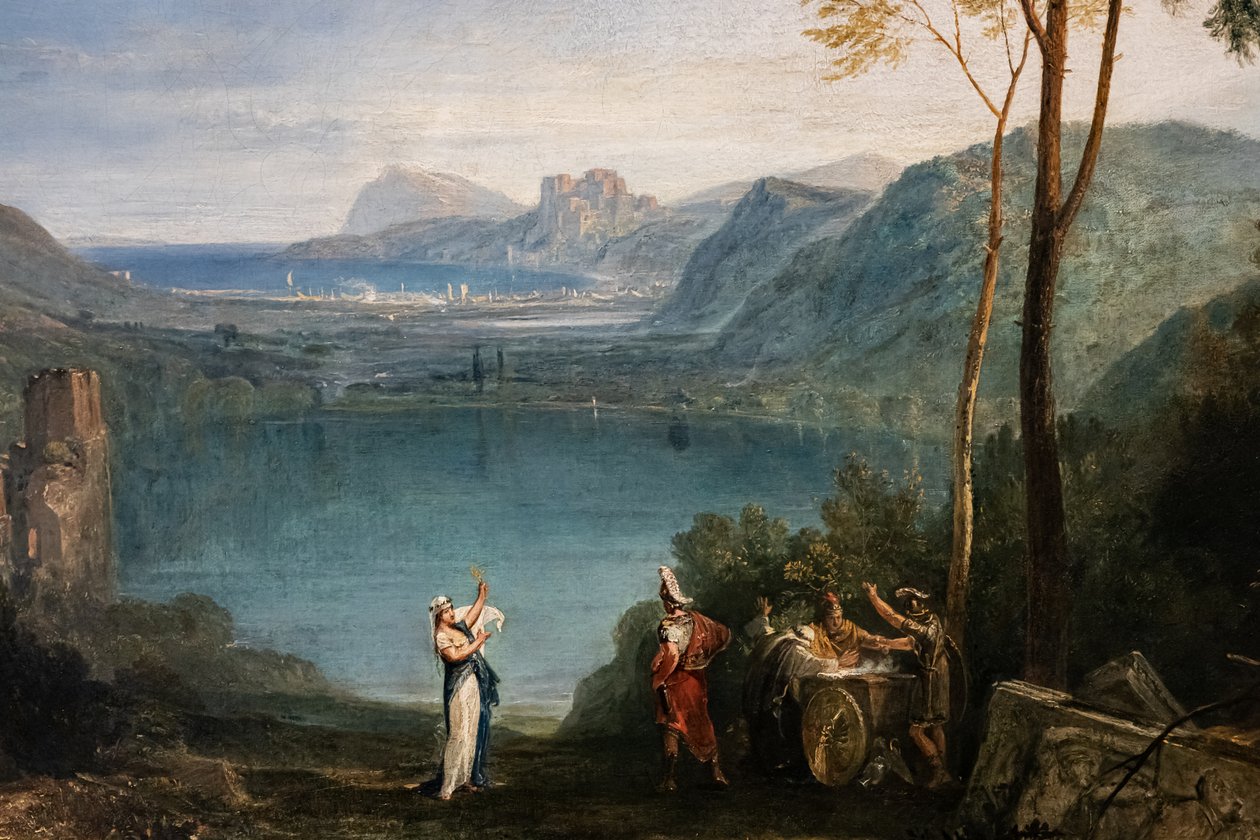 Lake of Avernus, Aeneas, Cumaean Sybil, detalj av Joseph Mallord William Turner