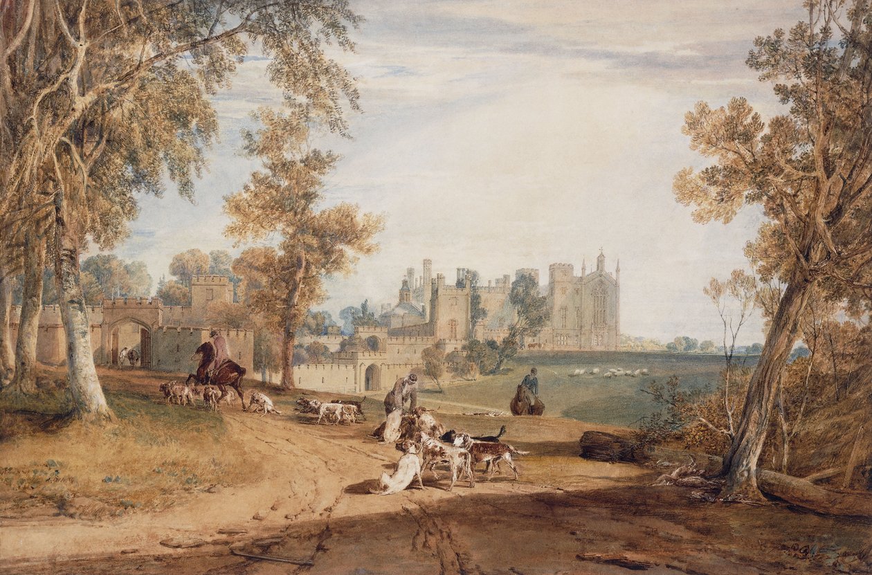 Nordvestfronten, Cassiobury, med jakthunder og jegere, av Joseph Mallord William Turner