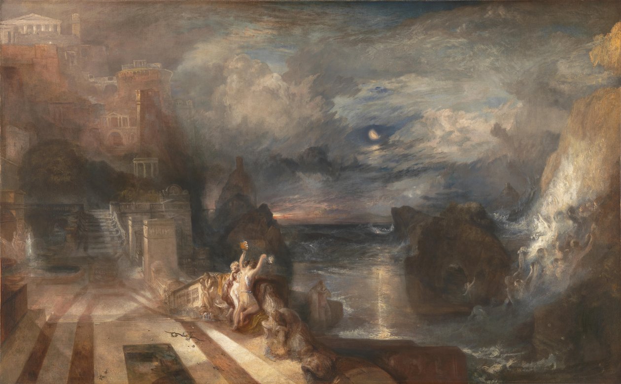 Parteringen av helten og Leander, før 1837 av Joseph Mallord William Turner