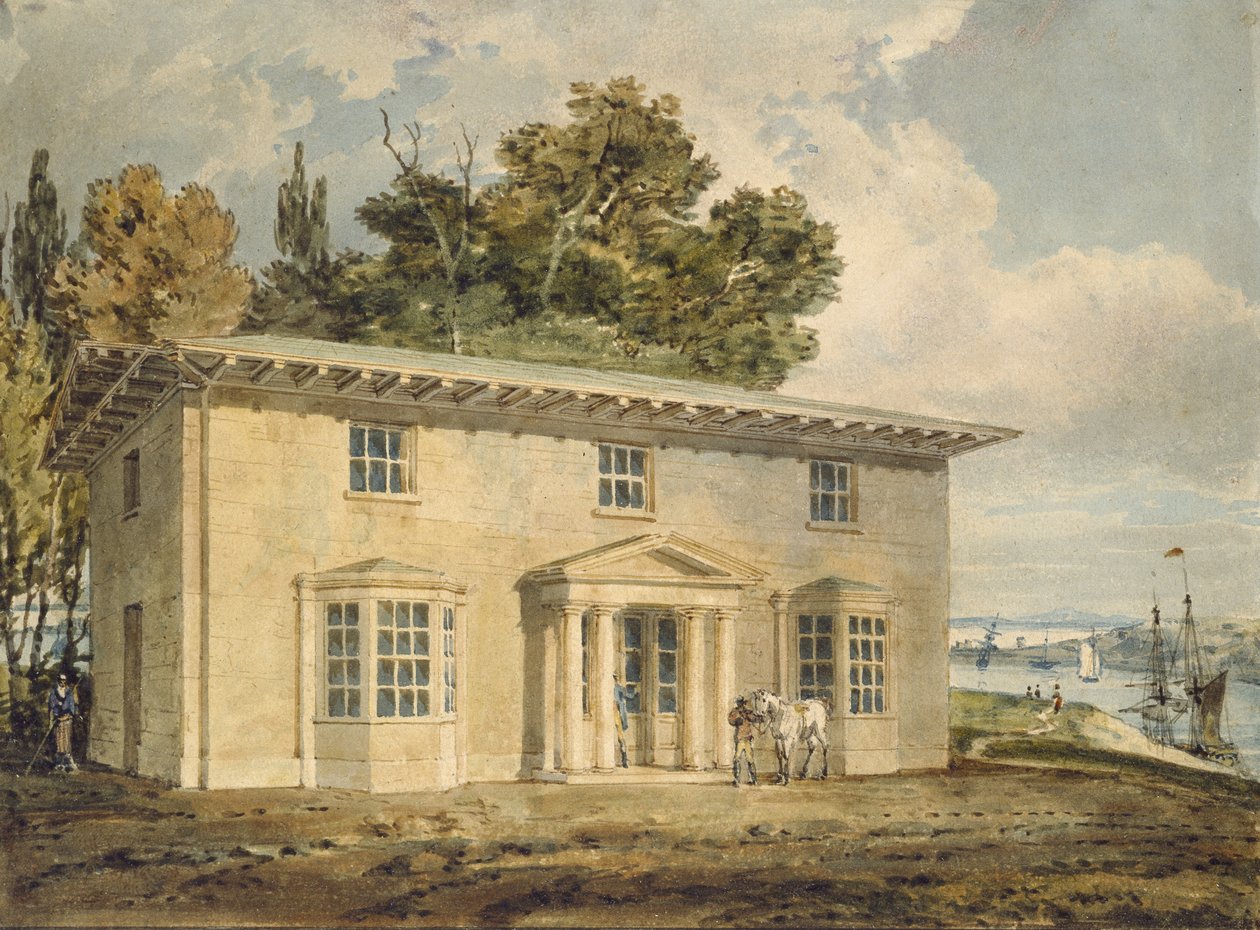 Penrhyn Arms ved Port Penrhyn, ca. 1797 - 1798 (akvarell med penn og brunt blekk) av Joseph Mallord William Turner