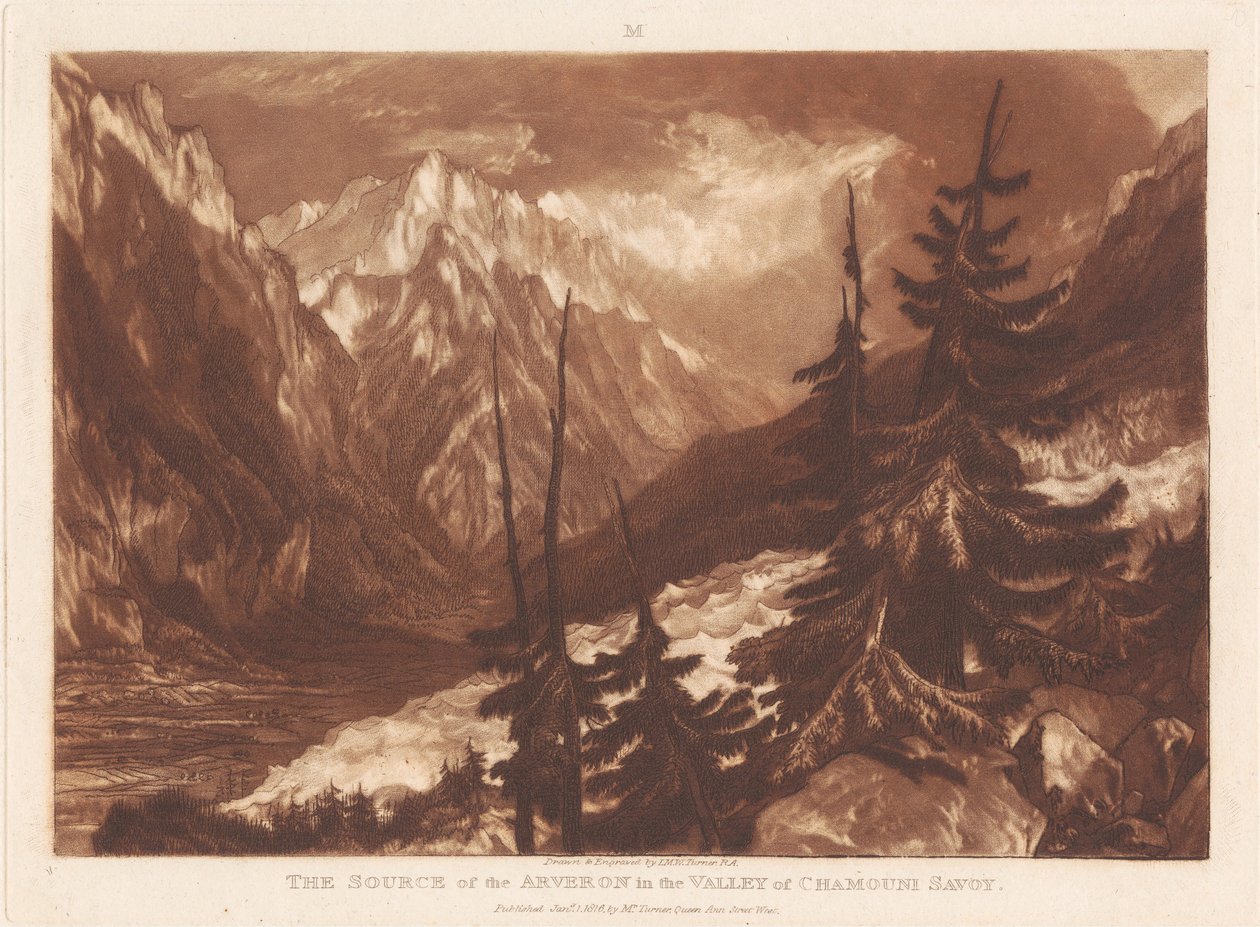 Kilden til Arveron i Chamonix-dalen, Savoie av Joseph Mallord William Turner