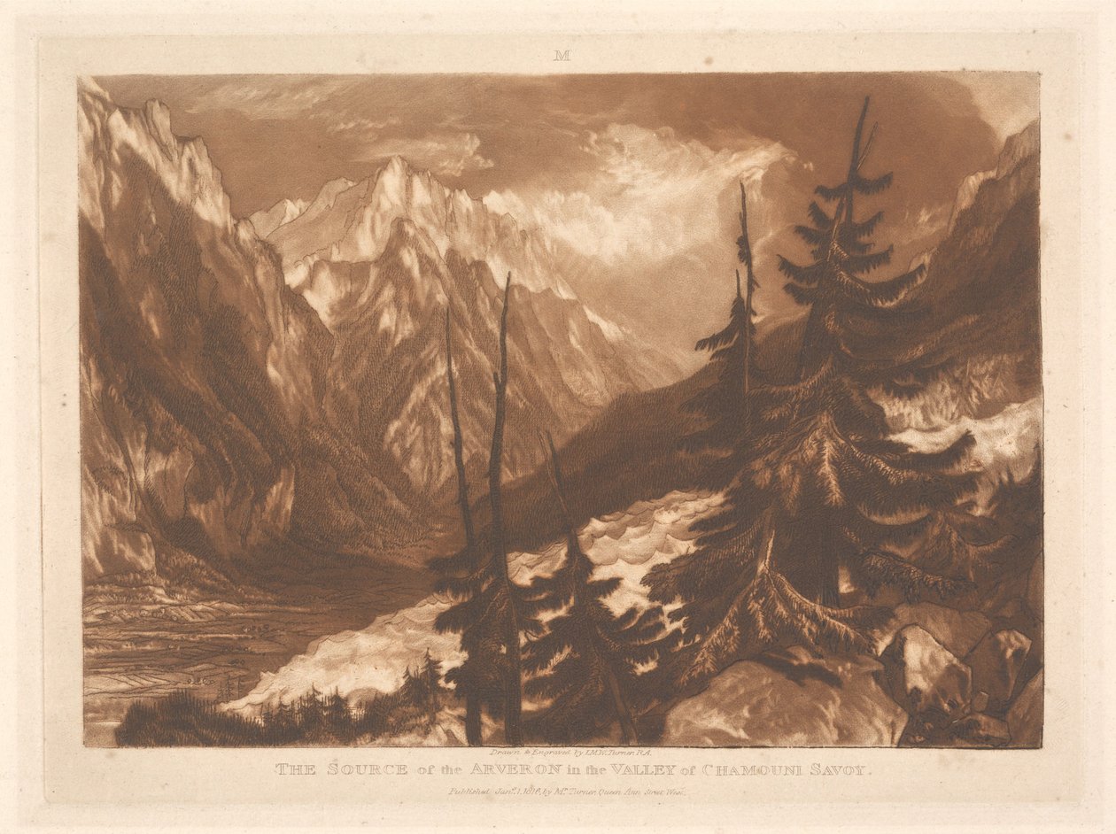 Arverons kilde i Chamonix-dalen, Savoie av Joseph Mallord William Turner