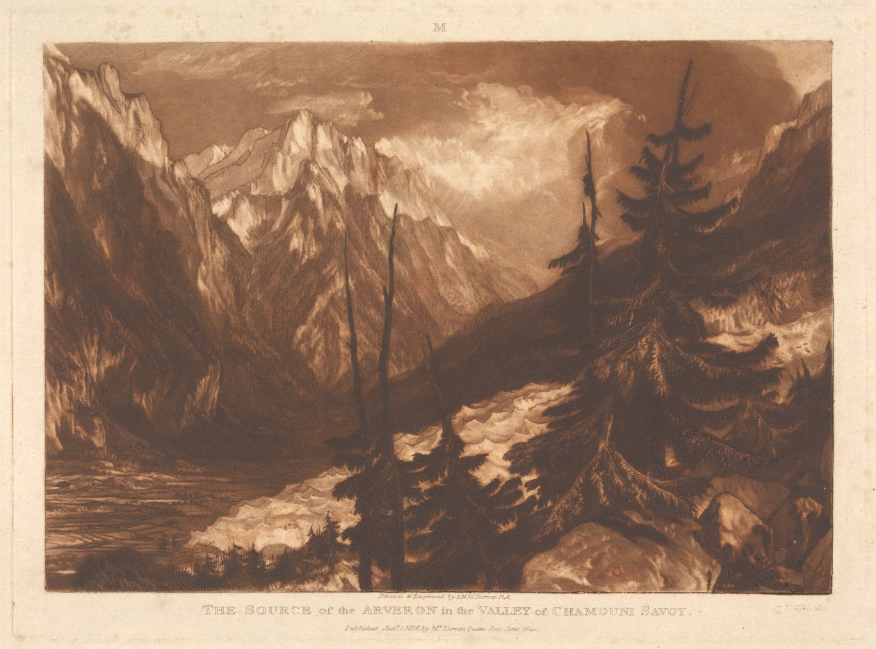 Arverons kilde i Chamonix-dalen, Savoie av Joseph Mallord William Turner