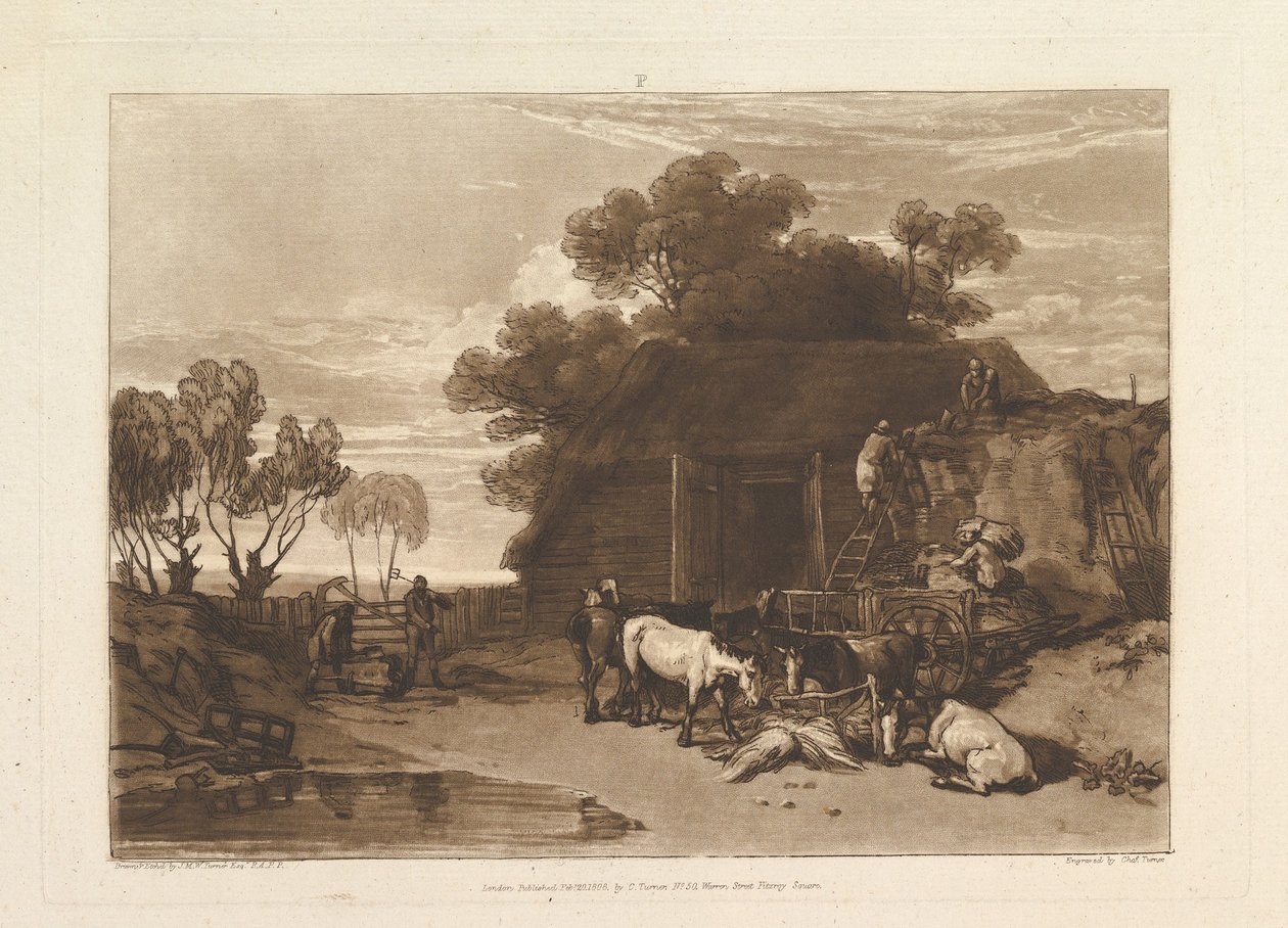 The Straw Yard Liber Studiorum, del II, plate 7, 20. februar 1808. av Joseph Mallord William Turner