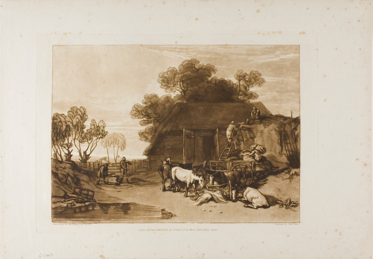 The Straw Yard, plate 7 fra Liber Studiorum av Joseph Mallord William Turner