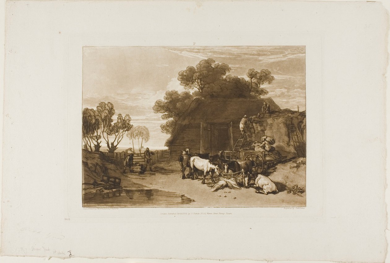 The Straw Yard, plate 7 fra Liber Studiorum av Joseph Mallord William Turner