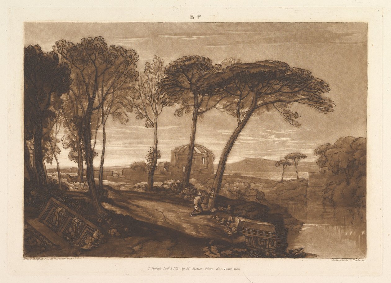 Temple of Minerva Medica Liber Studiorum, del V, plate 23, 1. januar 1811. av Joseph Mallord William Turner