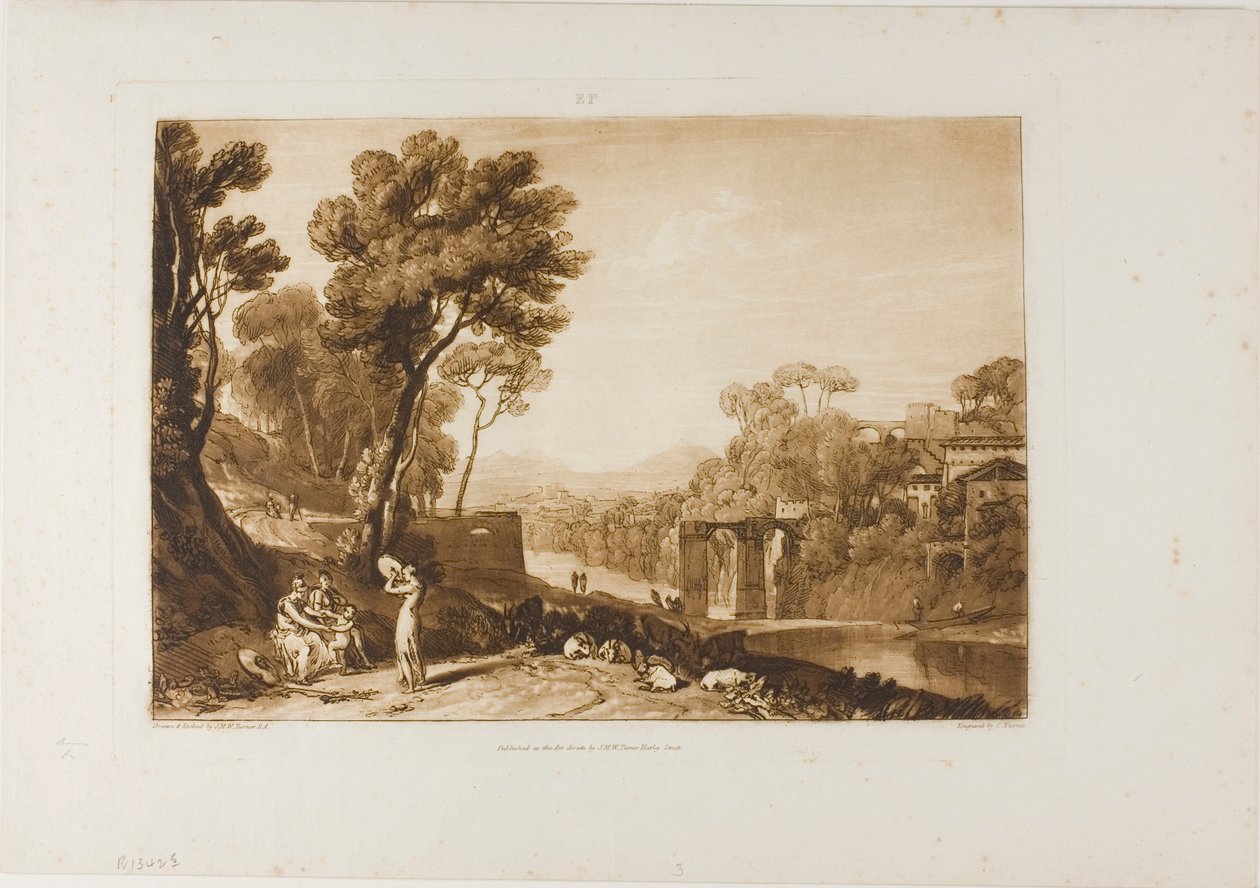 The Woman and Tambourine, plate 3 fra Liber Studiorum av Joseph Mallord William Turner