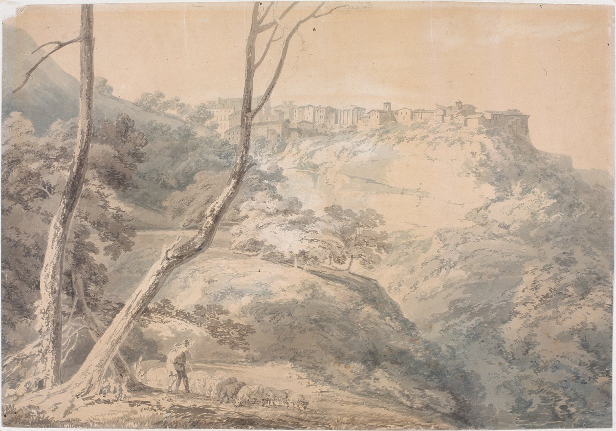 Tivoli med Sibyllens tempel (blyant og akvarell på papir (om bord)) av Joseph Mallord William Turner