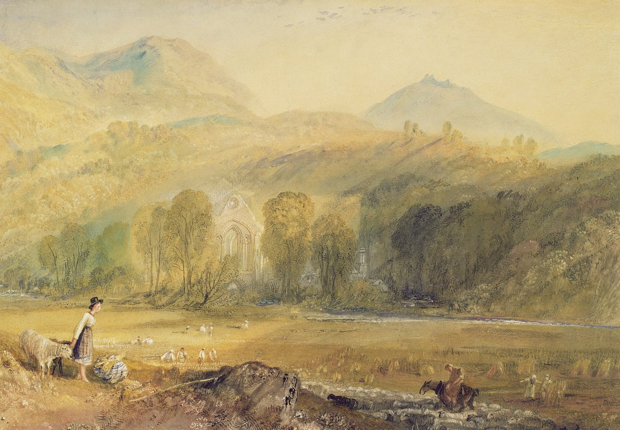 Valle Crucis Abbey, Denbighshire, ca. 1826 (akvarell på papir) av Joseph Mallord William Turner