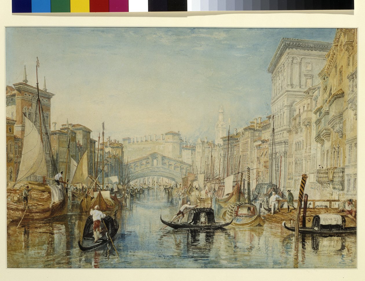 Venezia, Rialto (akvarell over blyant på hvitt papir) av Joseph Mallord William Turner