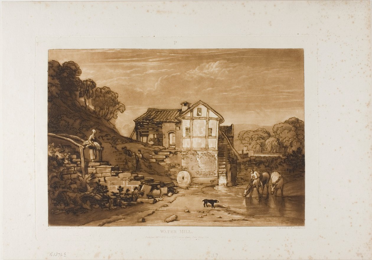 Vannmølle, plate 37 fra Liber Studiorum av Joseph Mallord William Turner