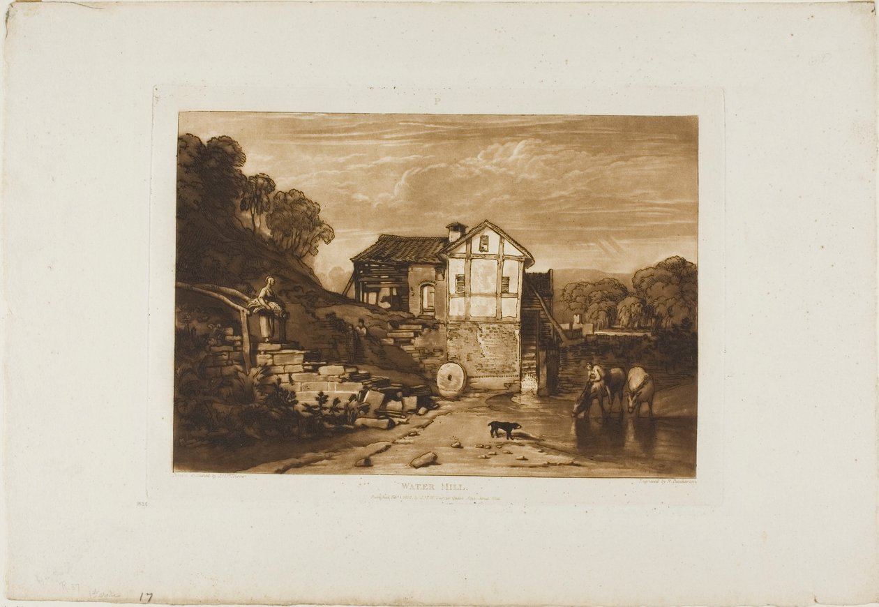 Vannmølle, plate 37 fra Liber Studiorum av Joseph Mallord William Turner