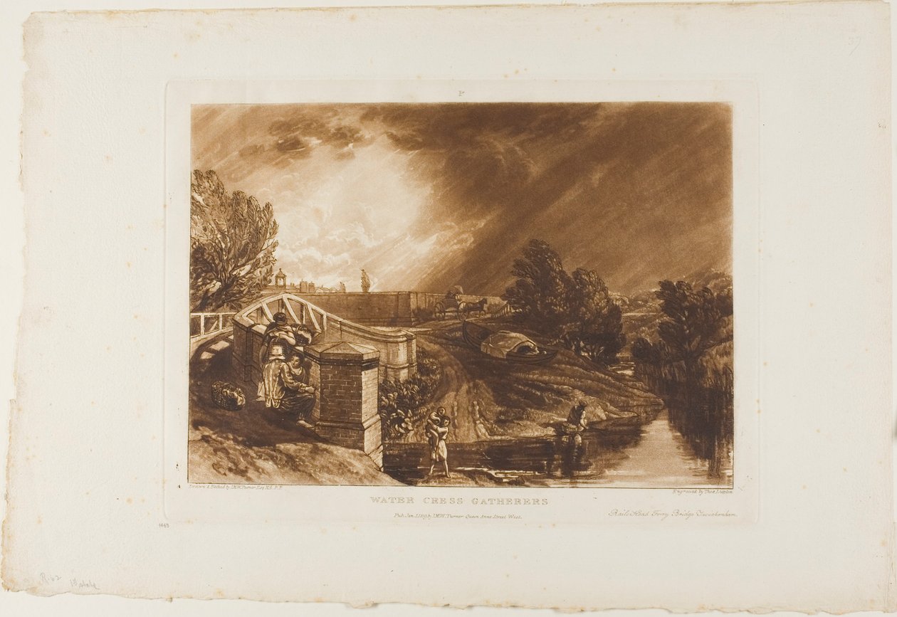 Watercress Gatherers, plate 62 fra Liber Studiorum av Joseph Mallord William Turner