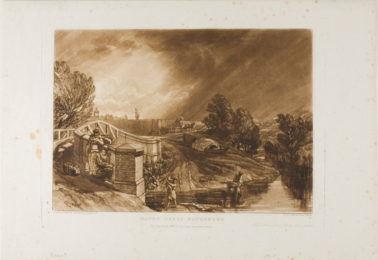 Watercress Gatherers, plate 62 fra Liber Studiorum av Joseph Mallord William Turner