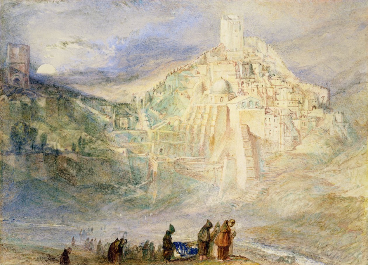 Wilderness A Engedi & Convent of Santa Saba (wc på papir) av Joseph Mallord William Turner