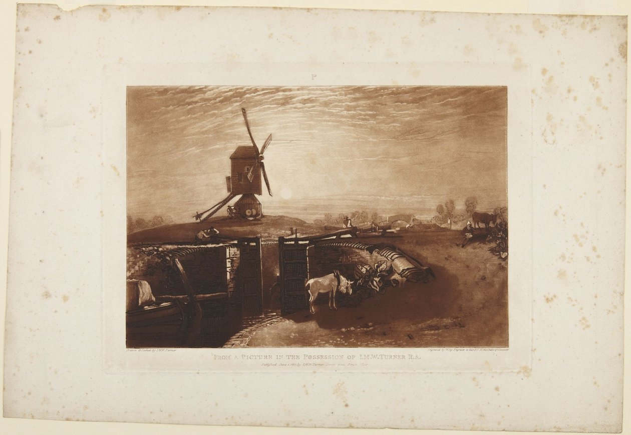 Vindmølle og sluse av Joseph Mallord William Turner