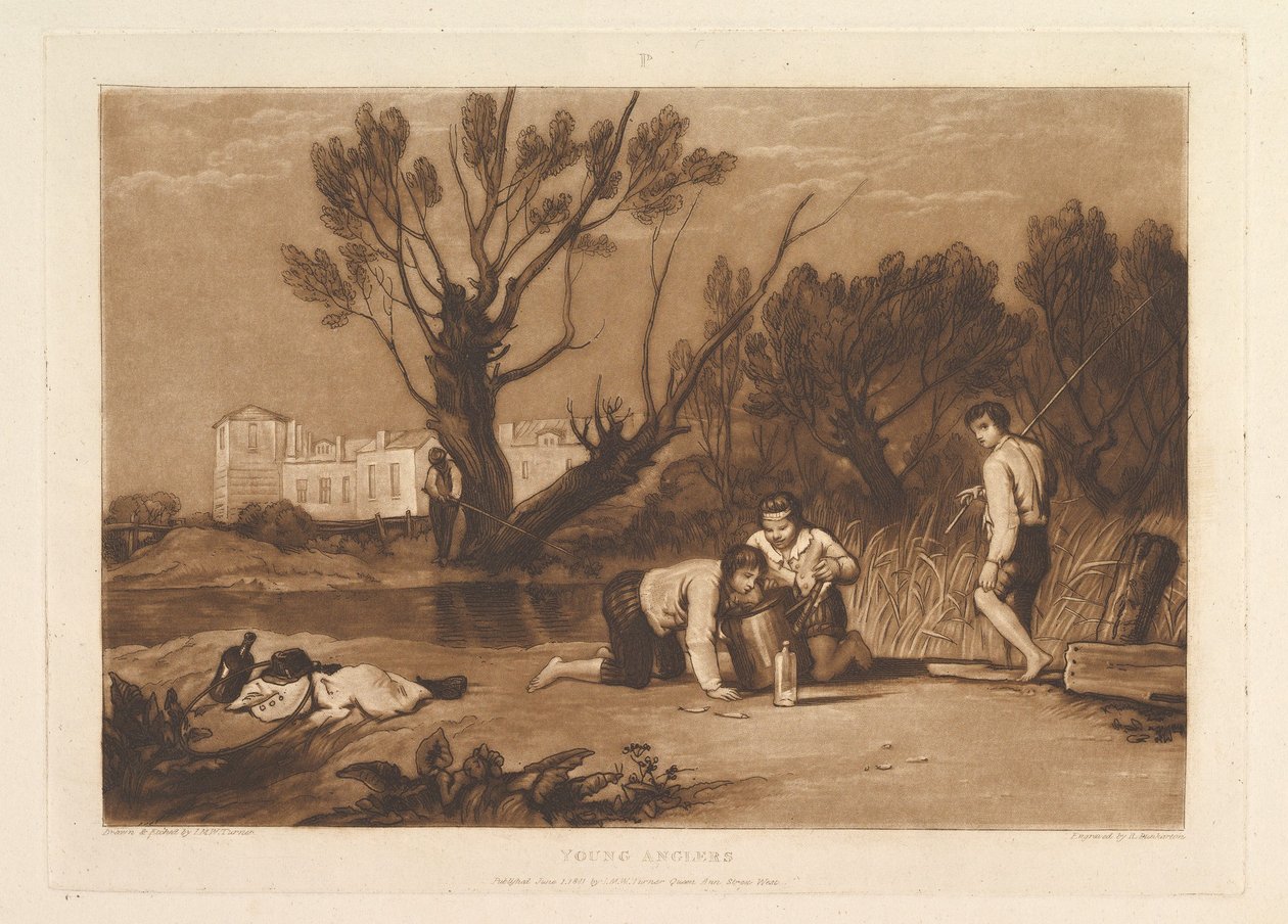 Young Anglers Liber Studiorum, del VII, 1. juni 1811. av Joseph Mallord William Turner
