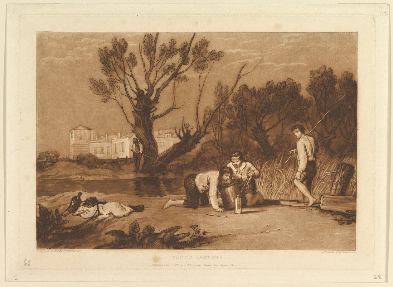 Young Anglers Liber Studiorum, del VII, plate 32, 1. juni 1811. av Joseph Mallord William Turner