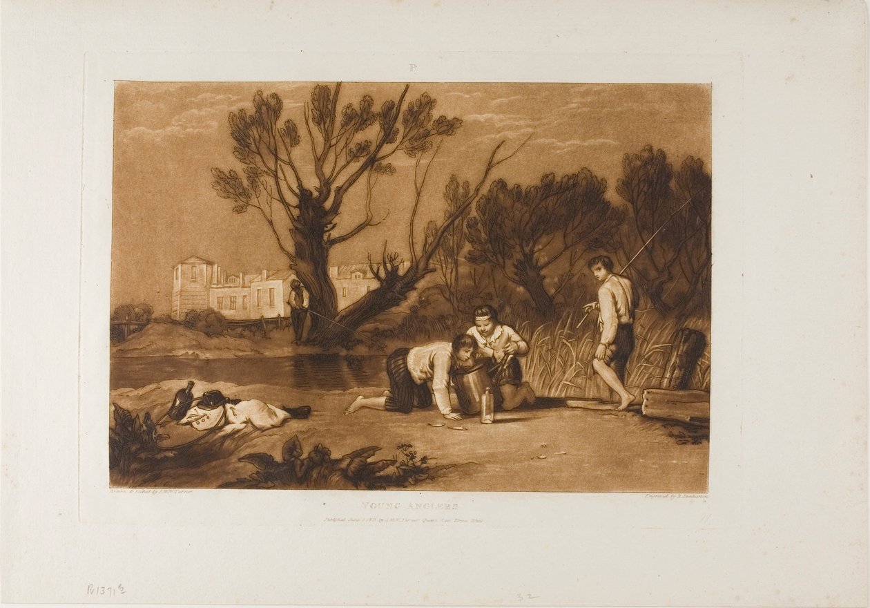 Young Anglers, plate 32 fra Liber Studiorum av Joseph Mallord William Turner