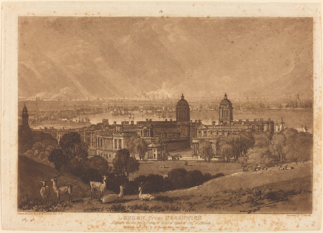 London fra Greenwich av Joseph Mallord William Turner and Charles Turner