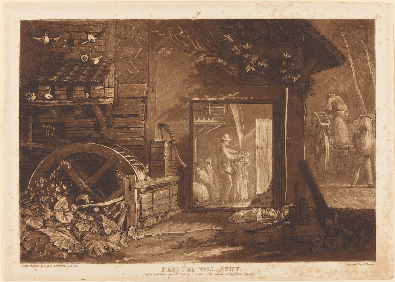 Pembury Mill, Kent av Joseph Mallord William Turner and Charles Turner