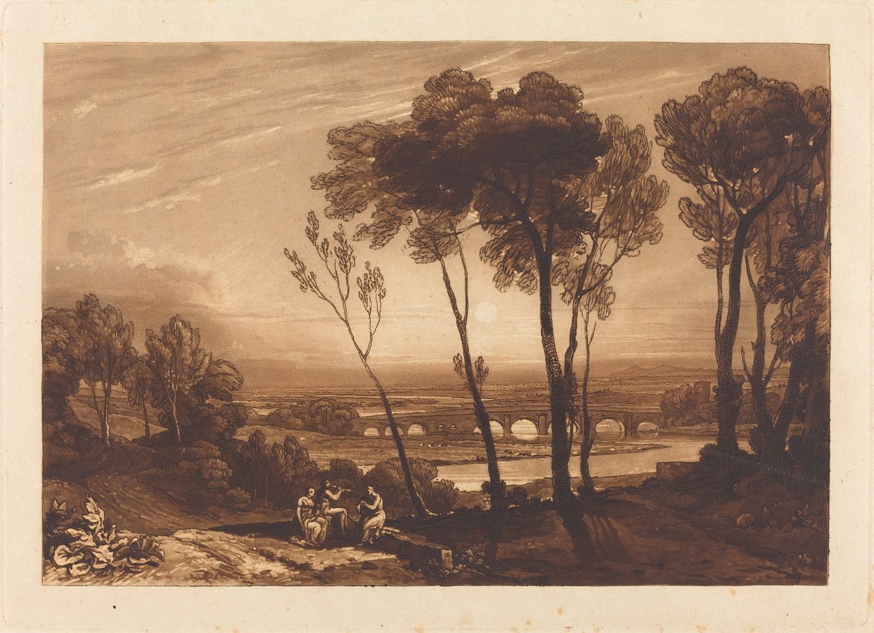 Broen i mellomdistanse av Joseph Mallord William Turner and Charles Turner