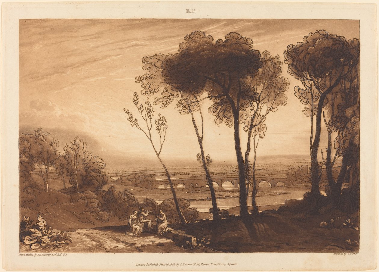 Broen i mellomdistanse av Joseph Mallord William Turner and Charles Turner