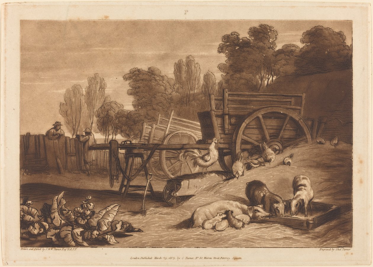 Gårdsgården med hanen av Joseph Mallord William Turner and Charles Turner
