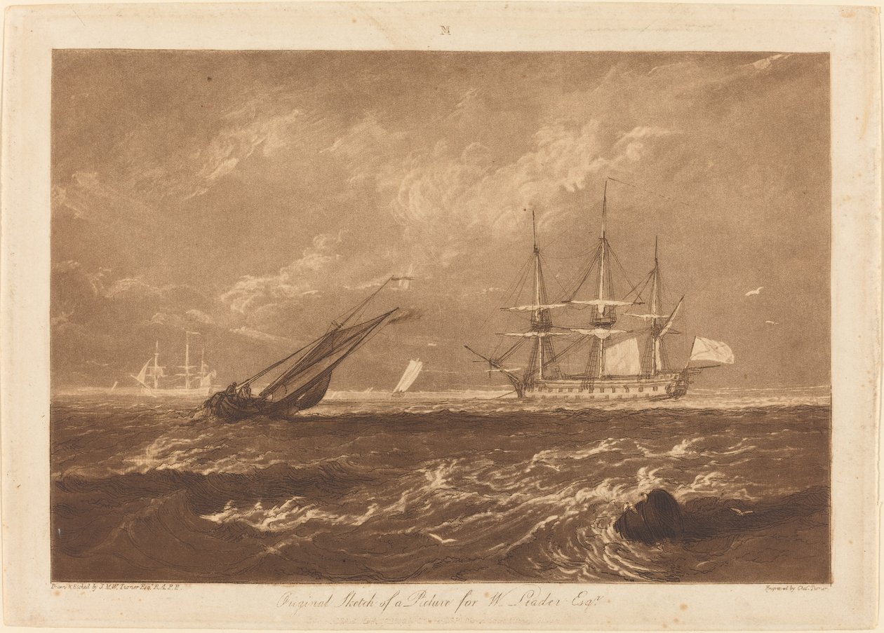 The Leader Sea Piece av Joseph Mallord William Turner and Charles Turner
