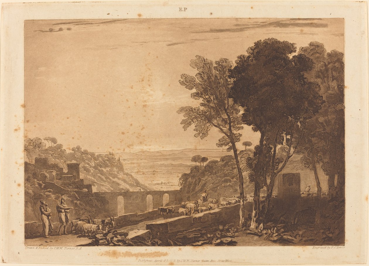 Broen og geitene av Joseph Mallord William Turner and Frederick Christian Lewis I