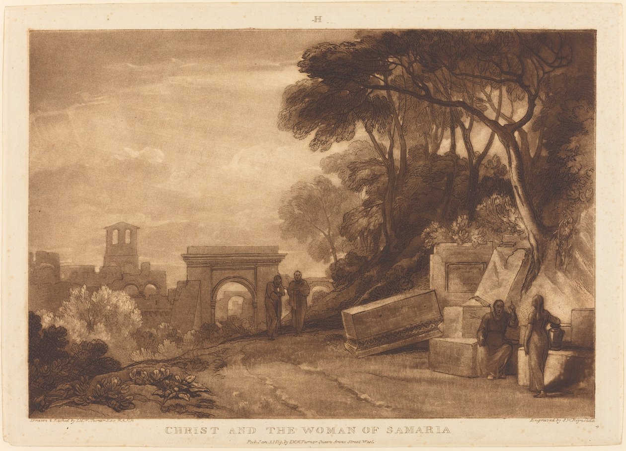 Kvinnen i Samaria av Joseph Mallord William Turner and Samuel William Reynolds I