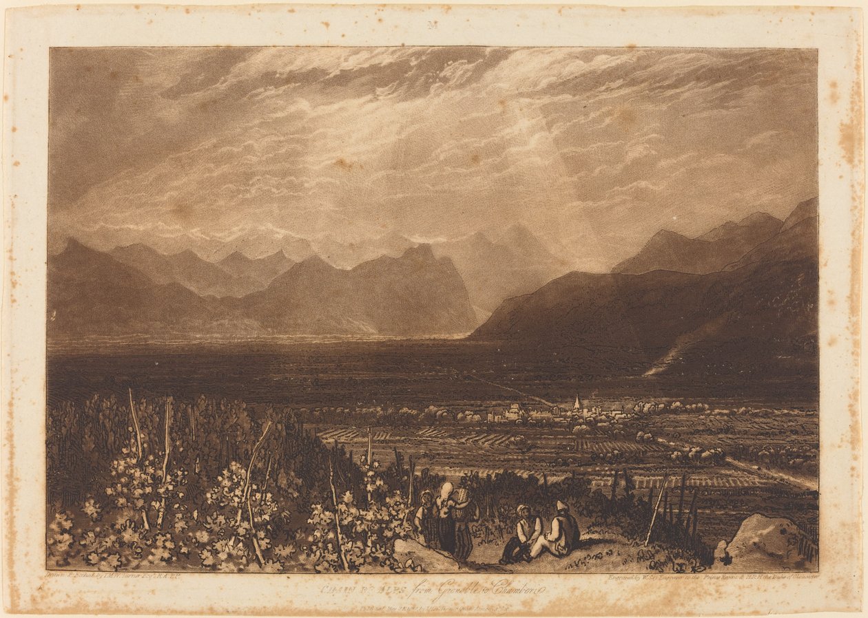 Alpekjede fra Grenoble til Chamberi av Joseph Mallord William Turner and William Say