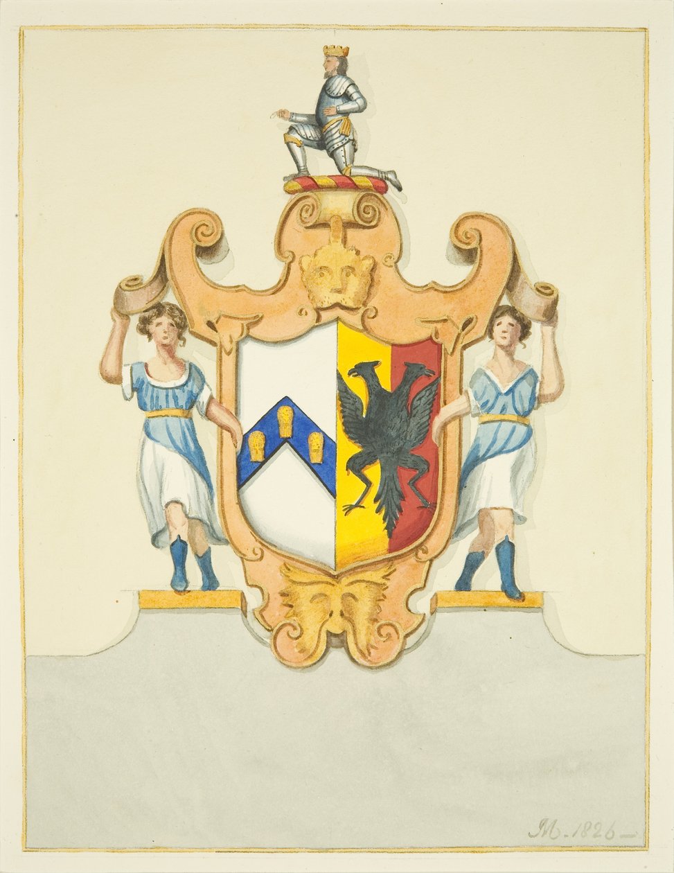 Arms of Bishop Newton på monumentet hans i Bristol Cathedral (akvarell på papir) av Joseph Manning