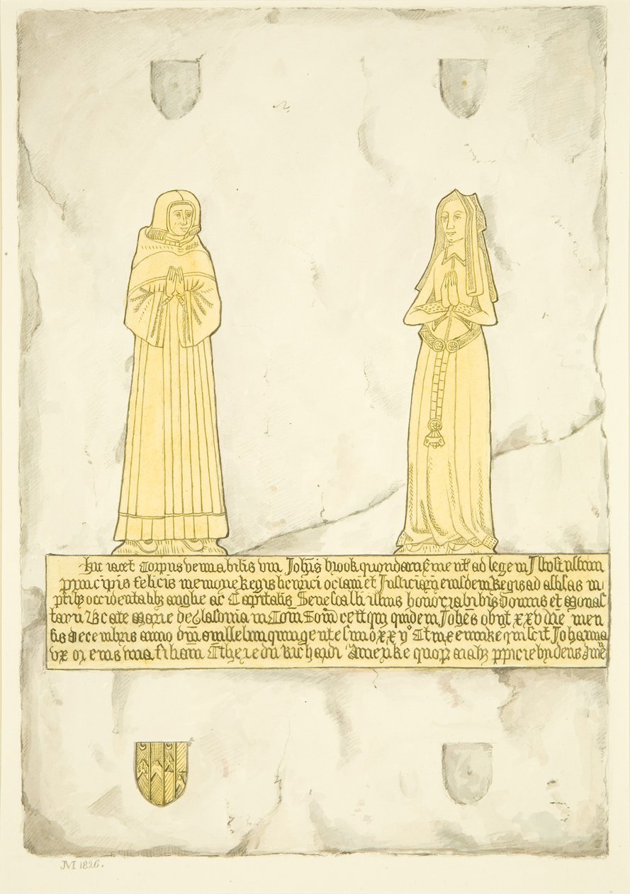 Messing av John Brooke og hans kone i St Mary Redcliffe (akvarell på papir) av Joseph Manning