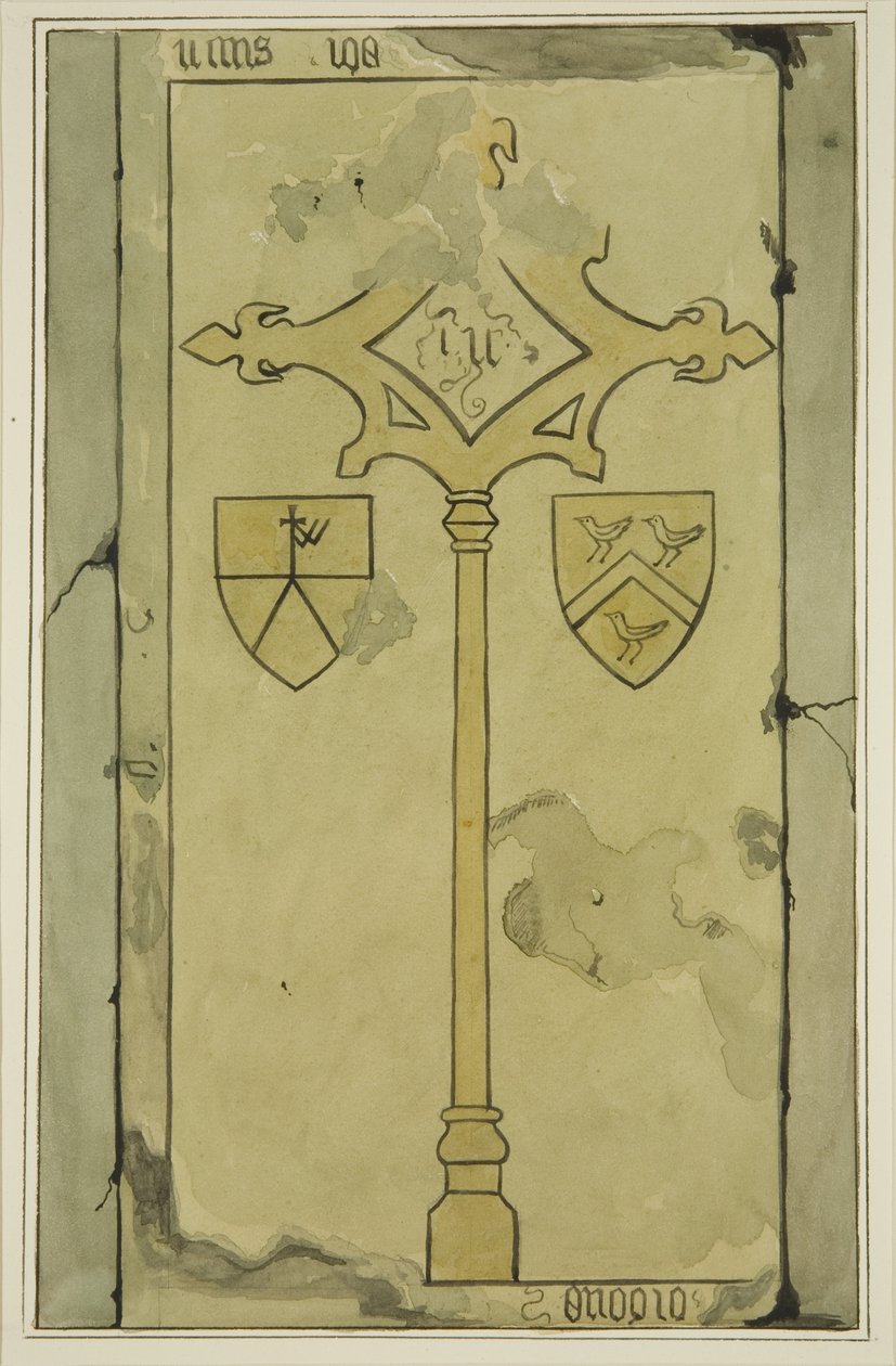 Gravstein i Temple Church (akvarell på papir) av Joseph Manning