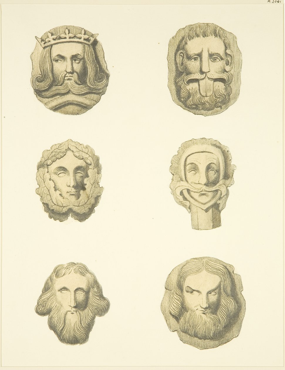 Lyskesteiner (sjefer) i taket til Redcliffe Church (akvarell på papir) av Joseph Manning
