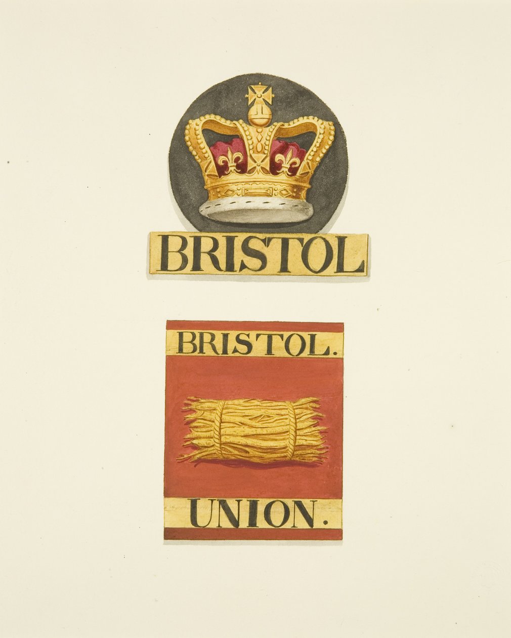 Husmerker eller brannmerker fra Bristol Crown og Bristol Union Fire Offices av Joseph Manning