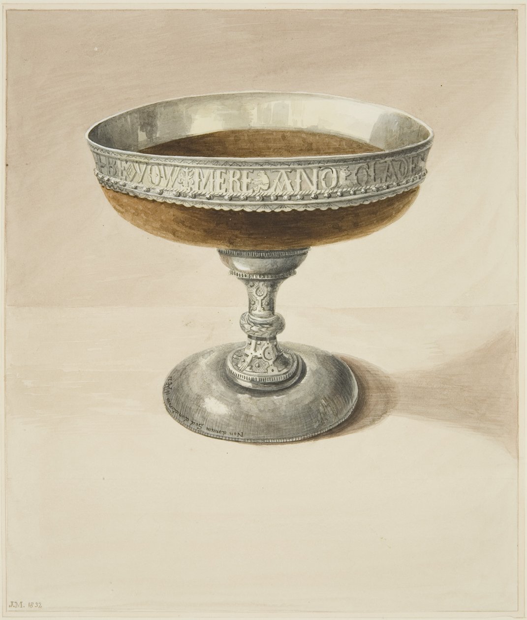 Mazer Bowl og Tazza, satt sammen (akvarell på papir) av Joseph Manning