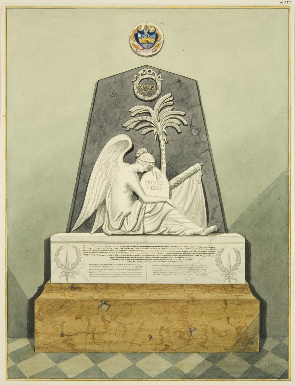 Monument i St Paul's Church (blyant og akvarell på papir) av Joseph Manning