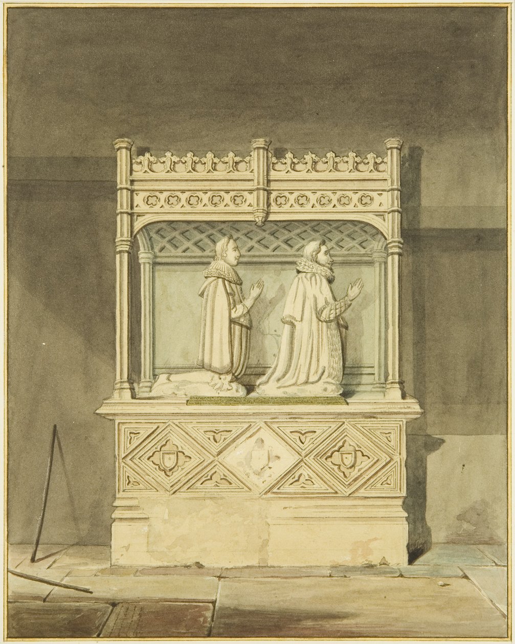 Monument over John Aldworth og sønnen hans (akvarell på papir) av Joseph Manning